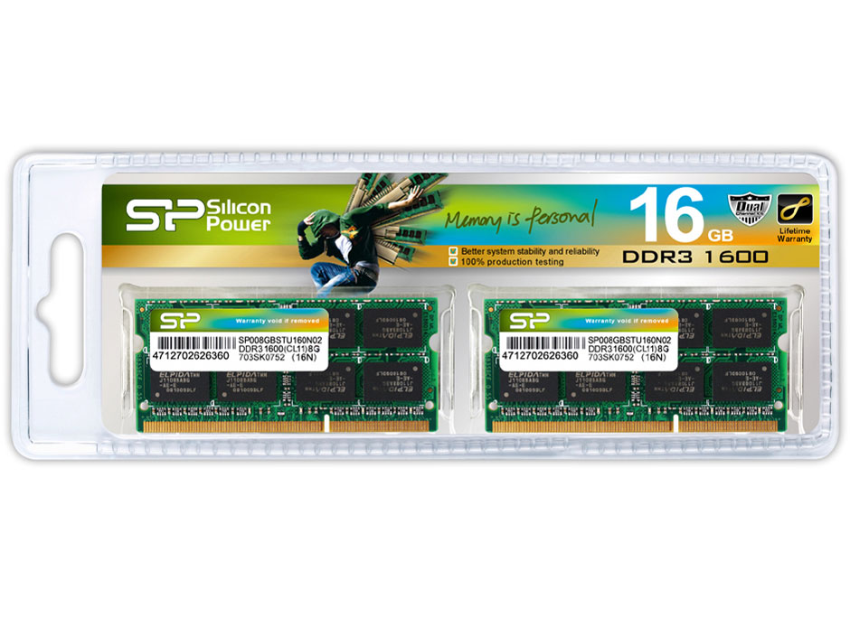 Silicon Power SP016GBSTU160N22 [SODIMM DDR3 PC3-12800 8GB 2枚組]