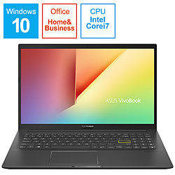 ASUS ノートパソコン VivoBook 15 インディーブラック K513EA-BQ614TS [15.6型 /Windows10 Home /intel Core i7 /メモリ:8GB /HDD:1TB /SSD:256GB /Office HomeandBusiness /日本語版キーボード /2020年12月モデル]