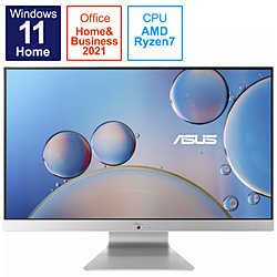 ASUS M3700WY-R75825LU デスクトップパソコン ASUS M3700 ホワイト [27型 /AMD Ryzen7 /メモリ:16GB /HDD:1TB /SSD:512GB /2022年9月モデル]