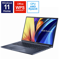 ASUS ノートパソコン Vivobook 16X クワイエットブルー M1603QA-MBR5165WBY [16.0型 /Windows11 Home /AMD Ryzen 5 /メモリ:16GB /SSD:512GB /WPS Office /日本語版キーボード /2022年10月モデル]