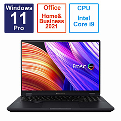 ASUS ノートパソコン ProArt Studiobook 16 OLED ミネラルブラック H7604JI-MY092XS [16.0型 /Windows11 Pro /intel Core i9 /メモリ:32GB /SSD:1TB /Office HomeandBusiness /日本語版キーボード /2023年5月モデル]