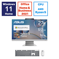 ASUS M3702WFAK-WA008WS デスクトップパソコン ASUS M3702WFAK ホワイト [27型 /AMD Ryzen5 /メモリ:16GB /SSD:512GB /2023年11月モデル]