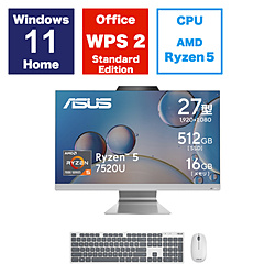 ASUS M3702WFAK-WA063W デスクトップパソコン ASUS M3702WFAK ホワイト [27型 /AMD Ryzen5 /メモリ:16GB /SSD:512GB /2023年11月モデル]