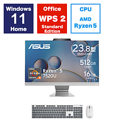ASUS M3402WFAK-WA054W デスクトップパソコン ASUS M3402WFAK ホワイト [23.8型 /AMD Ryzen5 /メモリ:16GB /SSD:512GB /2023年11月モデル]
