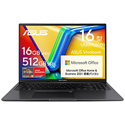 ASUS ノートパソコン Vivobook 16 インディーブラック M1605YA-R5165BWS [16.0型 /Windows11 Home /AMD Ryzen 5 /メモリ:16GB /SSD:512GB /Office Home and Business /日本語版キーボード /2024年7月モデル]