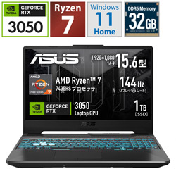 ASUS FA506NCR-R7R3050TBKS ゲーミングノートパソコン TUF Gaming A15(RTX 3050) グラファイトブラック [15.6型 /Windows11 Home /AMD Ryzen 7 /メモリ:32GB /SSD:1TB /Officeソフトなし /日本語版キーボード]