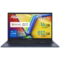 ASUS ノートパソコン Vivobook 15 クワイエットブルー X1504VA-I7165WS [15.6型 /Windows11 Home /intel Core i7 /メモリ:16GB /SSD:512GB /Office Home and Business /日本語版キーボード /2024年11月モデル]
