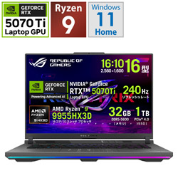 ASUS G614FR-R9X3D5070TI ゲーミングノートパソコン ROG Strix G16 (2025) G614(RTX 5070 Ti) エクリプスグレー
