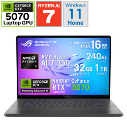 ASUS GA605KP-AI7R5070G ゲーミングノートパソコン ROG Zephyrus G16 (2025) GA605(RTX 5070) エクリプスグレー
