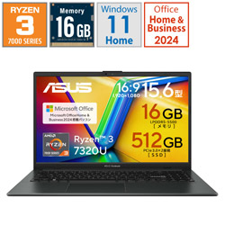 ASUS ノートパソコン Vivobook Go 15 ミックスブラック E1504FA-R3165BWS [15.6型 /Windows11 Home /AMD Ryzen 3 /メモリ:16GB /SSD:512GB /Office Home and Business /日本語版キーボード /2025年9月モデル]
