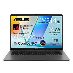 ASUS ノートパソコン Vivobook S14 マットグレー S3407QA-PU161GR [Copilot+ PC /14.0型 /Windows11 Home /Snapdragon X /メモリ:16GB /SSD:1TB /無し /日本語版キーボード /2025年11月モデル]