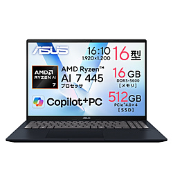 ASUS ノートパソコン Vivobook 16 クワイエットブルー M1607GA-AI7165BU [Copilot+ PC /16.0型 /Windows11 Home /AMD Ryzen AI 7 /メモリ:16GB /SSD:512GB /無し /日本語版キーボード /2026年3月モデル]