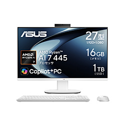 ASUS VM670GA-WPE047W モニター一体型デスクトップPC V600 AiO (VM670GA) ホワイト [Copilot+ PC /27型 /Windows11 Home /AMD Ryzen AI 7 /メモリ:16GB /SSD:1TB /無し /2026年6月モデル]