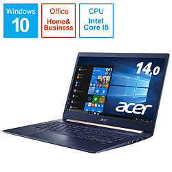 Acer ノートパソコン Swift 5 チャコールブルー SF514-53T-H58Y/BF [14.0型 /Windows10 Home /intel Core i5 /Office HomeandBusiness /メモリ:8GB /SSD:512GB /2019年3月モデル]
