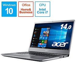 Acer Swift 3 Core i7-8565U/8GB/256GB SSD/ドライブなし/14.0型/Windows 10 Home(64bit)/Office Home & Business 2019 (個人向け) Swift 3 スパークリーシルバー SF314-56-N78U/SF
