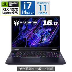 Acer PH16-72-N76Z47 ゲーミングノートパソコン Predator Helios 16(RTX 4070) アビサルブラック [16.0型 /Windows11 Home /intel Core i7 /メモリ:16GB /SSD:1TB /Officeソフトなし /英語版キーボード]