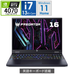Acer PH16-71-N76Z47 ゲーミングノートパソコン Predator Helios 16 アビサルブラック [16.0型 /Windows11 Home /intel Core i7 /メモリ:16GB /SSD:1TB /Officeソフトなし /英語版キーボード /2023年6月モデル]