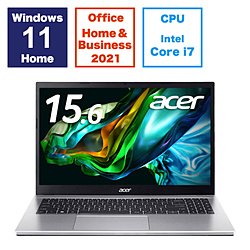 Acer ノートパソコン Aspire 3 ピュアシルバー A315-59-H76Y/F [15.6型 /Windows11 Home /intel Core i7 /メモリ:16GB /SSD:512GB /Office Home and Business /日本語版キーボード /2024年3月モデル]