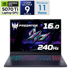 Acer PHN16S-71-H96Z57T/E ゲーミングノートパソコン Predator Helios Neo 16S AI(RTX 5070 Ti) アビサルブラック