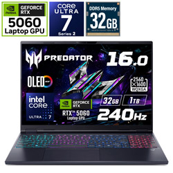 Acer PHN16S-71-N73Z56/E Predator Helios Neo 16S AI Predator アビサルブラック [16.0型 /Windows11 Home /intel Core Ultra 7 /メモリ:32GB /SSD:1TB /無し /英語版キーボード]