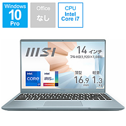 MSI ノートパソコン Modern 14 B11S ブルーストーン MODERN-14-B11MO-225JP [14.0型 /Windows10 Pro /intel Core i7 /メモリ:16GB /SSD:1TB /無し /2021年4月モデル]