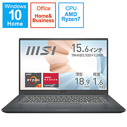 MSI ノートパソコン Modern 15 A5M カーボングレイ Modern-15-A5M-579JP [15.6型 /Windows10 Home /AMD Ryzen 7 /メモリ:16GB /SSD:512GB /Office HomeandBusiness /日本語版キーボード /2021年7月モデル]