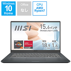 MSI ノートパソコン Modern 15 A5M カーボングレイ Modern-15-A5M-570JP [15.6型 /Windows10 Home /AMD Ryzen 7 /メモリ:16GB /SSD:512GB /無し /日本語版キーボード /2021年7月モデル]