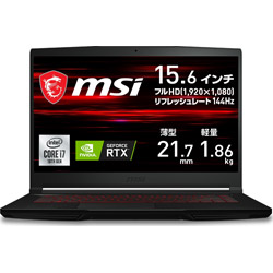 MSI GF63-10UC-429JP ゲーミングノートパソコン GF63 Thin 10U [15.6型 /Windows10 Home /intel Core i7 /メモリ:16GB /SSD:512GB /Officeソフトなし /2021年6月モデル]