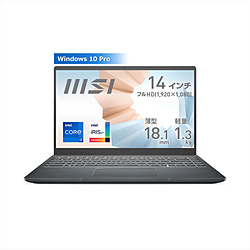 MSI ノートパソコン Modern 14 B11S カーボングレイ Modern-14-B11MOU-617JP [14.0型 /Windows10 Pro /intel Core i7 /メモリ:16GB /SSD:512GB /無し /日本語版キーボード /2022年4月モデル]