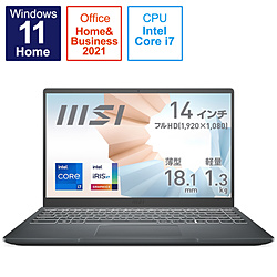 MSI ノートパソコン Modern 14 B11S カーボングレイ Modern-14-B11MOU-893JP [14.0型 /Windows11 Home /intel Core i7 /メモリ:16GB /SSD:512GB /Office HomeandBusiness /日本語版キーボード /2022年2月モデル]