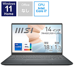 MSI ノートパソコン Modern 14 B11S カーボングレイ Modern-14-B11MOU-894JP [14.0型 /Windows11 Home /intel Core i7 /メモリ:16GB /SSD:512GB /日本語版キーボード /2022年2月モデル]