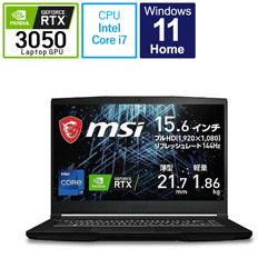 MSI GF63-11UC-062JP ゲーミングノートパソコン GF63 Thin 11U [15.6型 /Windows11 Home /intel Core i7 /メモリ:16GB /SSD:512GB /Officeソフトなし /日本語版キーボード /2022年1月モデル]