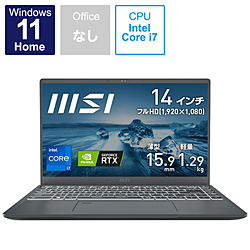 MSI ノートパソコン Prestige 14 A12U カーボングレイ Prestige-14-A12UC-010JP [14.0型 /Windows11 Home /intel Core i7 /メモリ:32GB /SSD:512GB /無し /日本語版キーボード /2022年4月モデル]