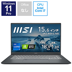 MSI ノートパソコン Prestige 15 A12U カーボングレイ Prestige-15-A12UD-089JP [15.6型 /Windows11 Pro /intel Core i7 /メモリ:32GB /SSD:1TB /無し /日本語版キーボード /2022年6月モデル]