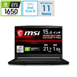 MSI GF63-10SC-1650JP ゲーミングノートパソコン GF63 Thin [15.6型 /Windows11 Home /intel Core i5 /メモリ:16GB /SSD:512GB /Officeソフトなし /日本語版キーボード /2022年6月モデル]