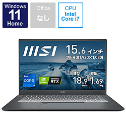 MSI ノートパソコン Prestige 15 A12U カーボングレイ Prestige-15-A12UC-095JP [15.6型 /Windows11 Home /intel Core i7 /メモリ:32GB /SSD:512GB /無し /日本語版キーボード /2022年7月モデル]
