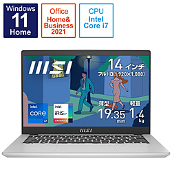 MSI ノートパソコン Modern 14 C12M アーバンシルバー Modern-14-C12M-603JP [14.0型 /Windows11 Home /intel Core i7 /メモリ:8GB /SSD:512GB /Office HomeandBusiness /日本語版キーボード /2022年6月モデル]