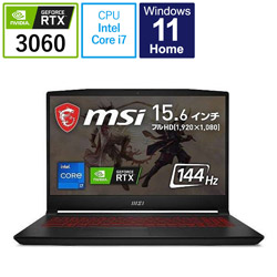 MSI Katana-GF66-11UE-857JP ゲーミングノートパソコン Katana GF66 11U ブラック [15.6型 /Windows11 Home /intel Core i7 /メモリ:16GB /SSD:512GB /Officeソフトなし /日本語版キーボード /2022年6月モデル]