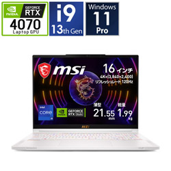 MSI Stealth-16Studio-A13VG-753JP ゲーミングノートパソコン Stealth 16 Studio A13V ホワイト