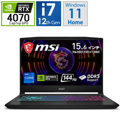 MSI Katana-15-B12VGK-039JP ゲーミングノートパソコン Katana 15 B12V ブラック [15.6型 /Windows11 Home /intel Core i7 /メモリ:16GB /SSD:1TB /Officeソフトなし /日本語版キーボード /2023年2月モデル]