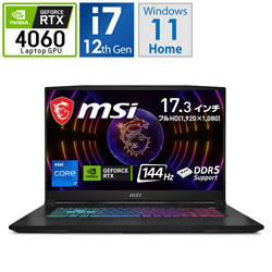 MSI Katana-17-B12VFK-038JP ゲーミングノートパソコン Katana 17 B12V ブラック [17.3型 /Windows11 Home /intel Core i7 /メモリ:16GB /SSD:1TB /Officeソフトなし /日本語版キーボード /2023年2月モデル]