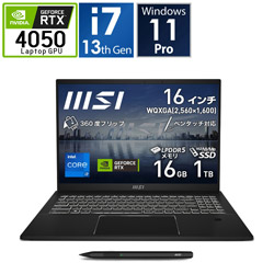 MSI Summit-E16Flip-A13VET-309JP ゲーミングノートパソコン Summit E16 Flip A13V インクブラック [16.0型 /Windows11 Pro /メモリ:16GB /SSD:1TB /Officeソフトなし /日本語版キーボード /2023年4月モデル]