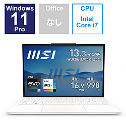 MSI ノートパソコン Prestige 13 Evo A12M マットホワイト Prestige-13Evo-A12M-075JP [13.3型 /Windows11 Pro /intel Core i7 /メモリ:32GB /SSD:1TB /無し /日本語版キーボード /2023年3月モデル]