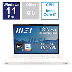 MSI ノートパソコン Prestige 13 Evo A12M マットホワイト PRESTIGE-13-A12M-079JP [13.3型 /Windows11 Pro /intel Core i7 /メモリ:16GB /SSD:512GB /無し /日本語版キーボード /2023年3月モデル]