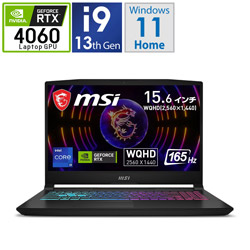 MSI Katana-15-B13VFK-879JP ゲーミングノートパソコン Katana 15 B13V ブラック [15.6型 /Windows11 Home /intel Core i9 /メモリ:32GB /SSD:1TB /Officeソフトなし /日本語版キーボード /2023年4月モデル]
