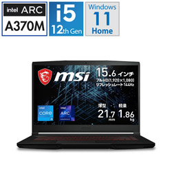MSI Thin-GF63-12HW-379JP ゲーミングノートパソコン Thin GF63 12H [15.6型 /Windows11 Home /intel Core i5 /メモリ:16GB /SSD:512GB /Officeソフトなし /日本語版キーボード /2023年5月モデル]