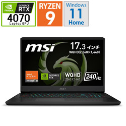 MSI Alpha-17-C7VG-3034JP ゲーミングノートパソコン Alpha 17 C7V コアブラック [17.3型 /Windows11 Home /AMD Ryzen 9 /メモリ:32GB /SSD:2TB /Officeソフトなし /日本語版キーボード /2023年8月モデル]