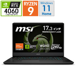 MSI Alpha-17-C7VF-3039JP ゲーミングノートパソコン Alpha 17 C7V コアブラック [17.3型 /Windows11 Home /AMD Ryzen 9 /メモリ:32GB /SSD:1TB /Officeソフトなし /日本語版キーボード /2023年8月モデル]
