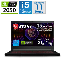 MSI Thin-GF63-12UCX-2050JP ゲーミングノートパソコン Thin GF63 12U [15.6型 /Windows11 Home /intel Core i5 /メモリ:8GB /SSD:512GB /Officeソフトなし /日本語版キーボード /2023年9月モデル]