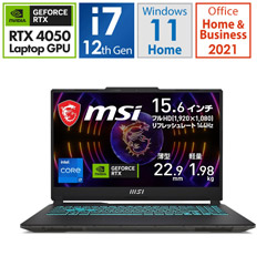 MSI Cyborg-15-A12VE-3019JP ゲーミングノートパソコン Cyborg 15 A12V(RTX 4050) ブラック & スケルトン